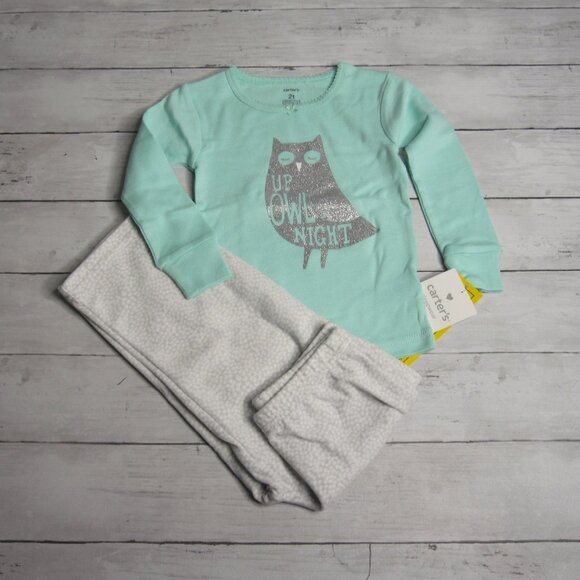 Carter's Girl's Pajama Set Size 3T Snug Fit Cotton Top Fleece Pants - Picture 2 of 3